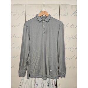 Burlebo Mens Long Sleeve Performance Polo Shirt Grey Stretch Size M 8154